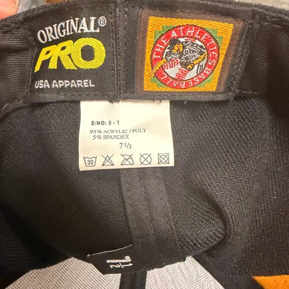 Original PRO “G” Fitted Baseball Cap Black & Yellow Retro Letter Hat Size 7 ½ - Picture 8 of 8